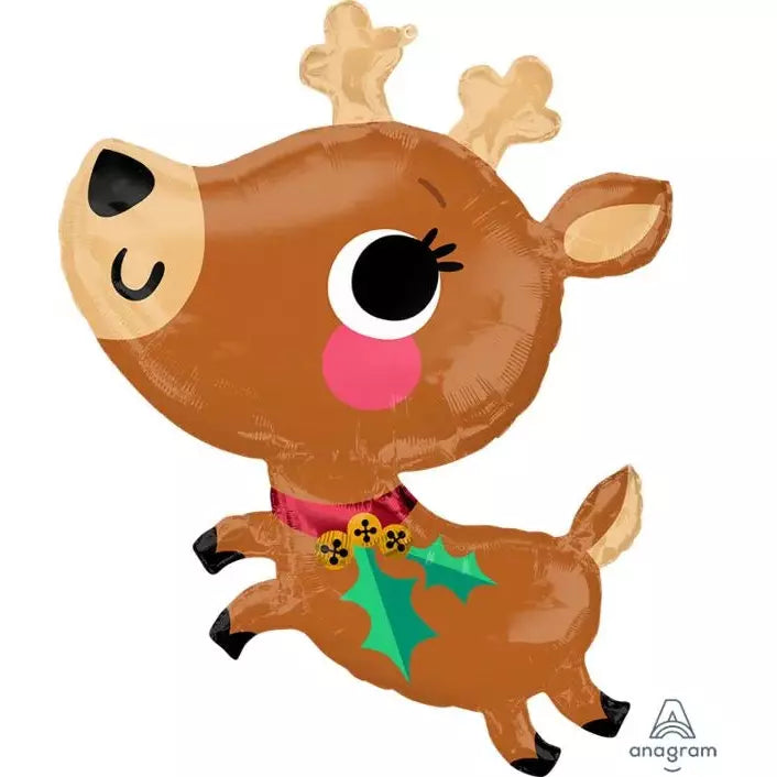 Mayflower Distributing BALLOONS E007 30&quot; Adorable Reindeer Supershape Foil Balloon