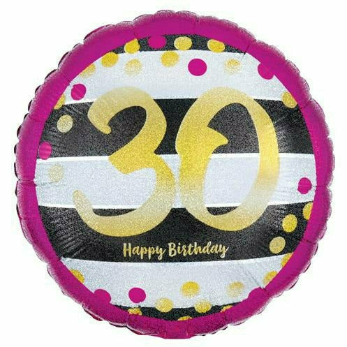 Mayflower Distributing BALLOONS F007 18&quot; Gold 30 Happy Birthday Foil