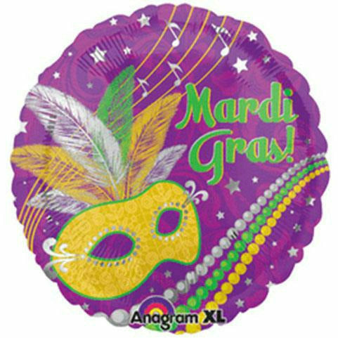 Mayflower Distributing BALLOONS Festive Mardi Gras 18&quot; Mylar Balloon