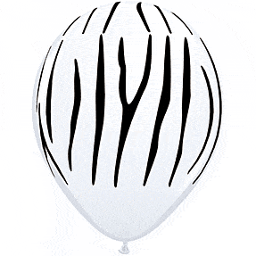 Mayflower Distributing BALLOONS Helium Filled Zebra Stripes White Latex Balloon 1ct, 11&quot;