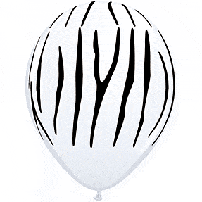 Mayflower Distributing BALLOONS Helium Filled Zebra Stripes White Latex Balloon 1ct, 11"