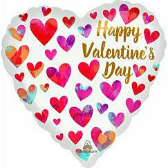 Mayflower Distributing BALLOONS J04 17" Happy Valentine's Day Painterly Hearts