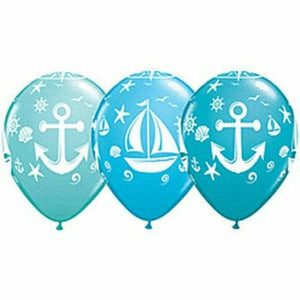 Mayflower Distributing BALLOONS Uninflated Nautical Sailboat / Anchor Mixed Assortment Latex Balloon 1ct, 11"