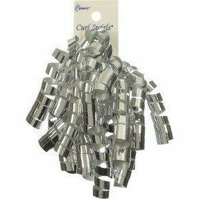 Mayflower Distributing DECORATIONS Curly Bow - Silver Glitter