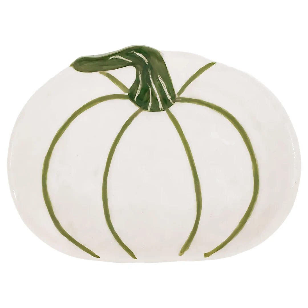 White and Green Pumpkin Dish - Small