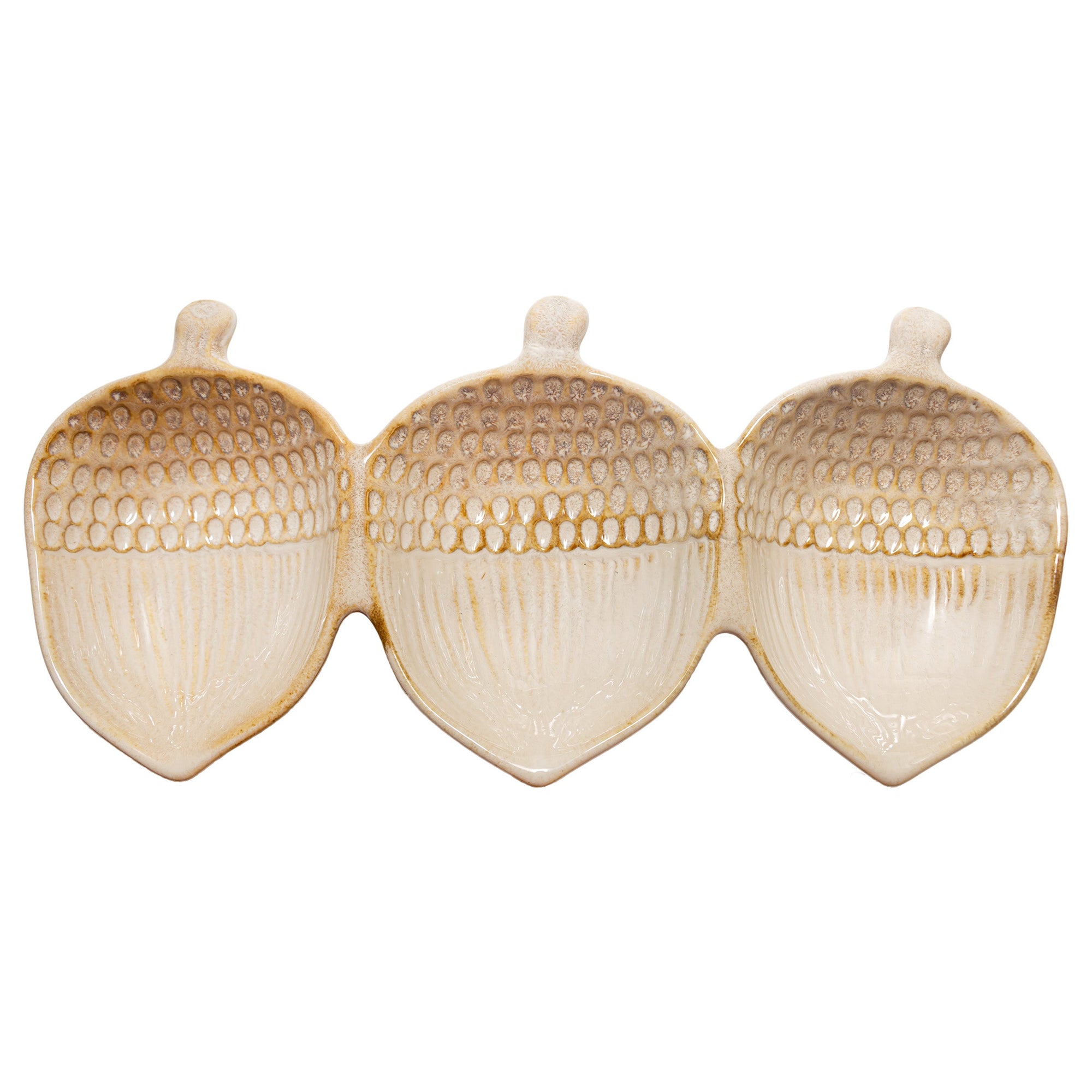 Acorn 3-Section Dish Cream