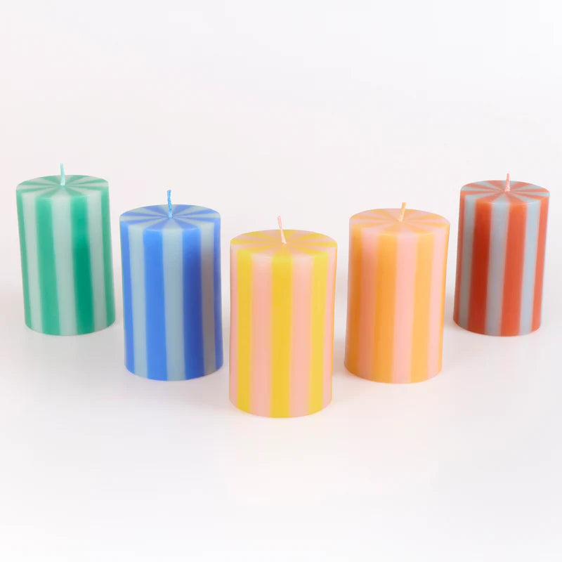 Bright Striped Pillar Candles