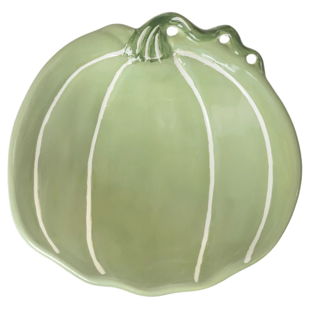 Green and White Pumpkin Bowl - Large