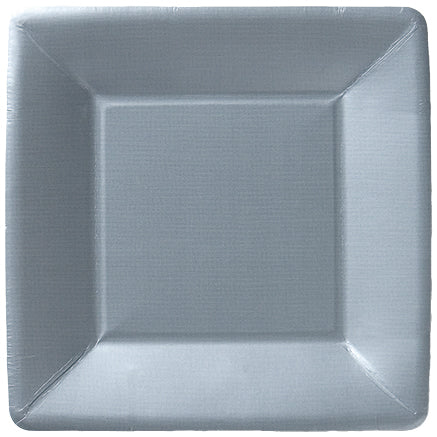 Classic Linen Square Dessert Plate - Silver