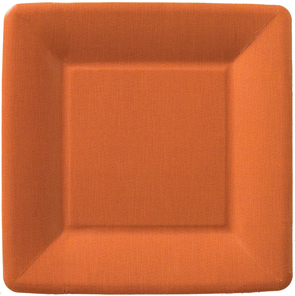 Classic Linen Square Dessert Plate - Terracotta