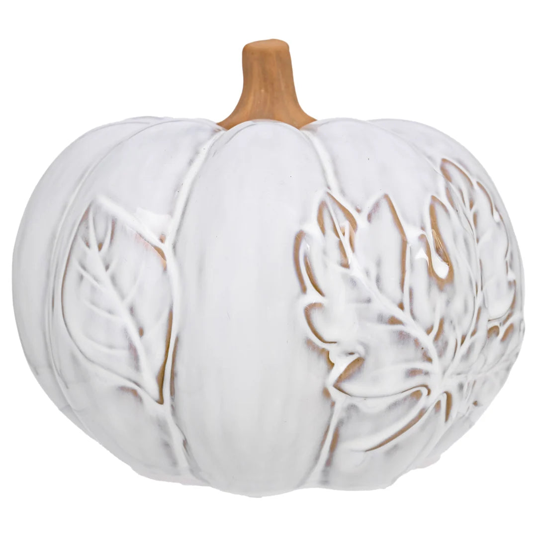 Leaf Embossed Reactive Glaze Pumpkin