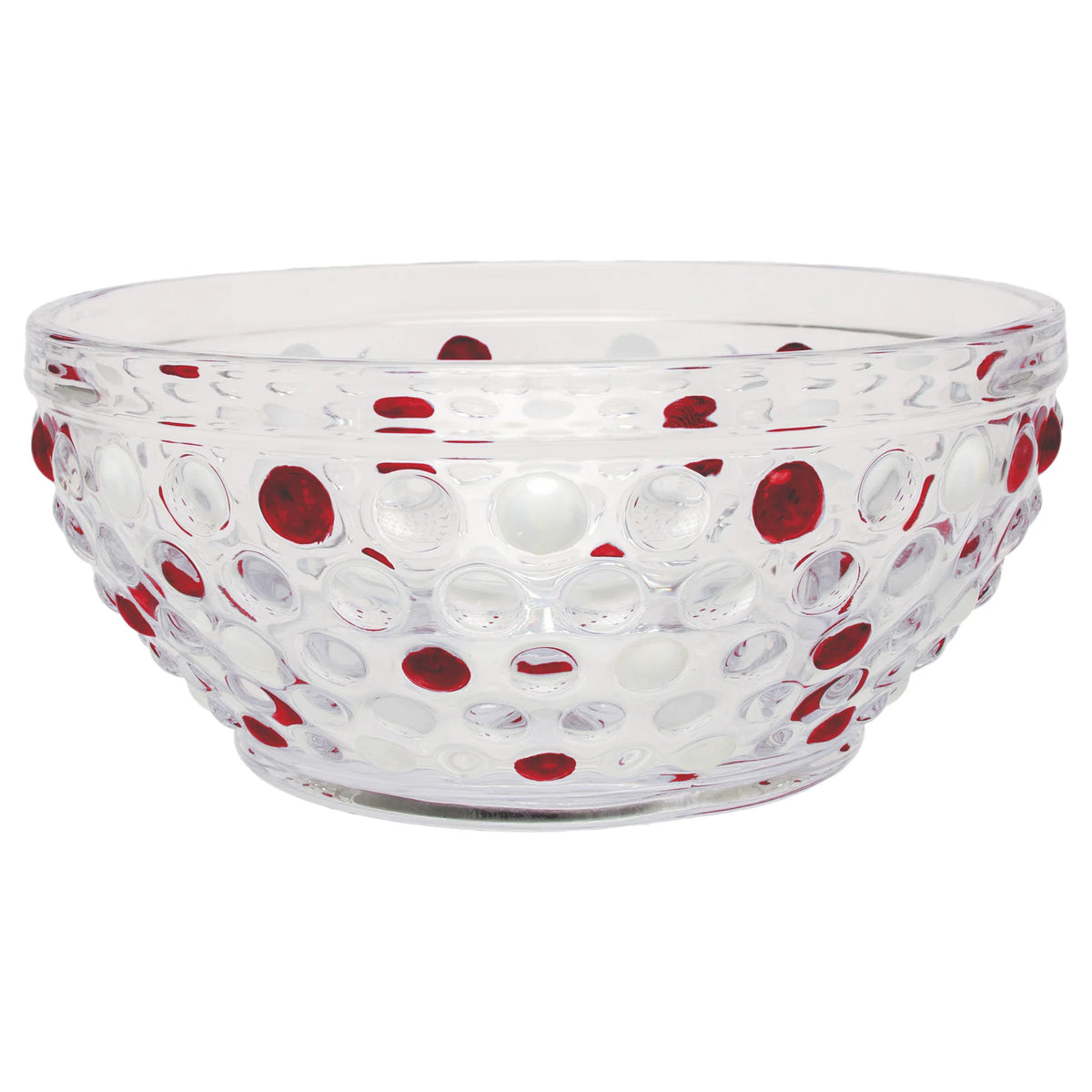 Red &amp; White Hobnail Glass Bowl