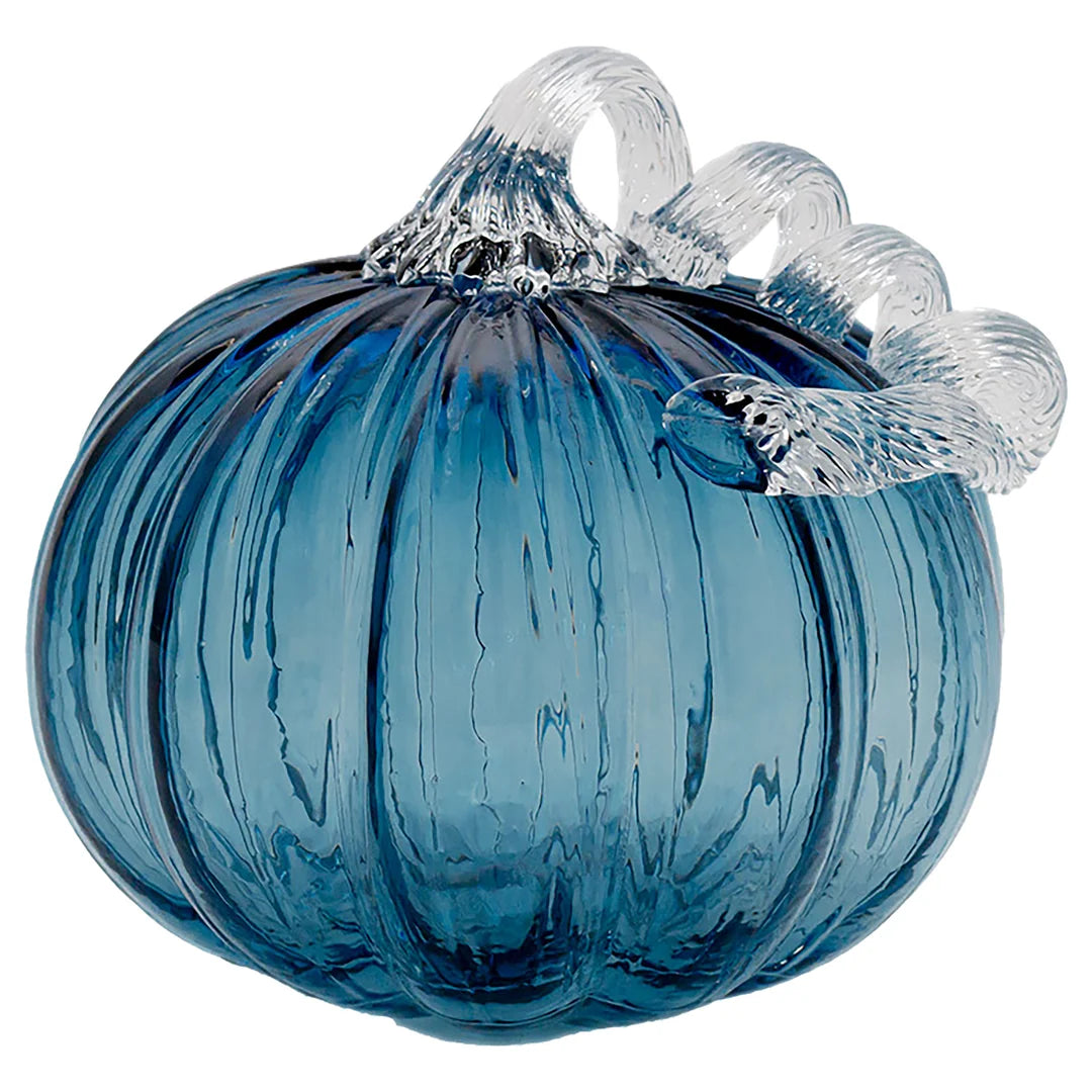 Savory Blue Glass Pumpkin - Small
