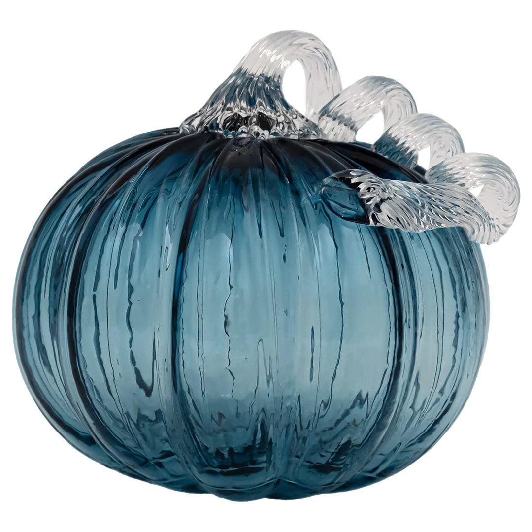 Savory Blue Glass Pumpkin - Large