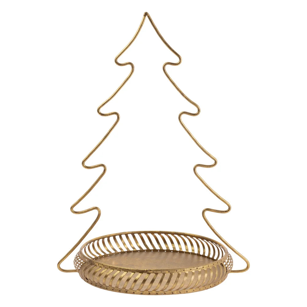 Gold Metal Tree Trays (Set of 2)