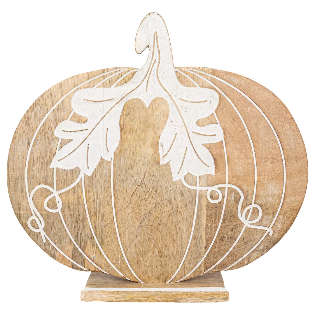 Cream Leaf Embossed Pumpkin - Small