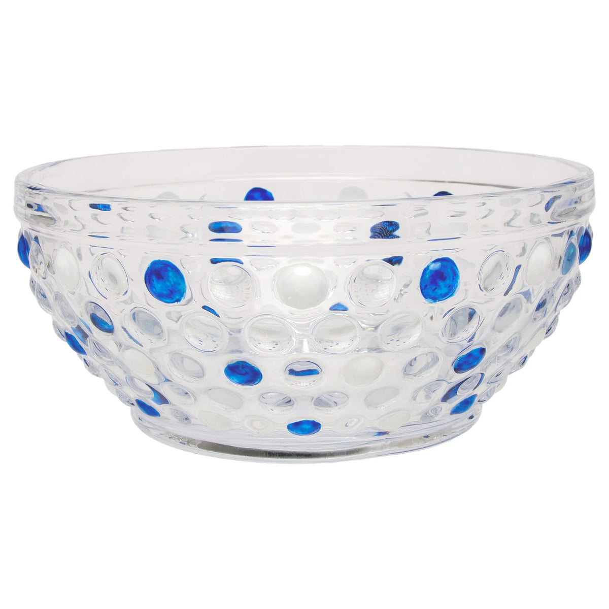 Blue &amp; White Hobnail Glass Bowl