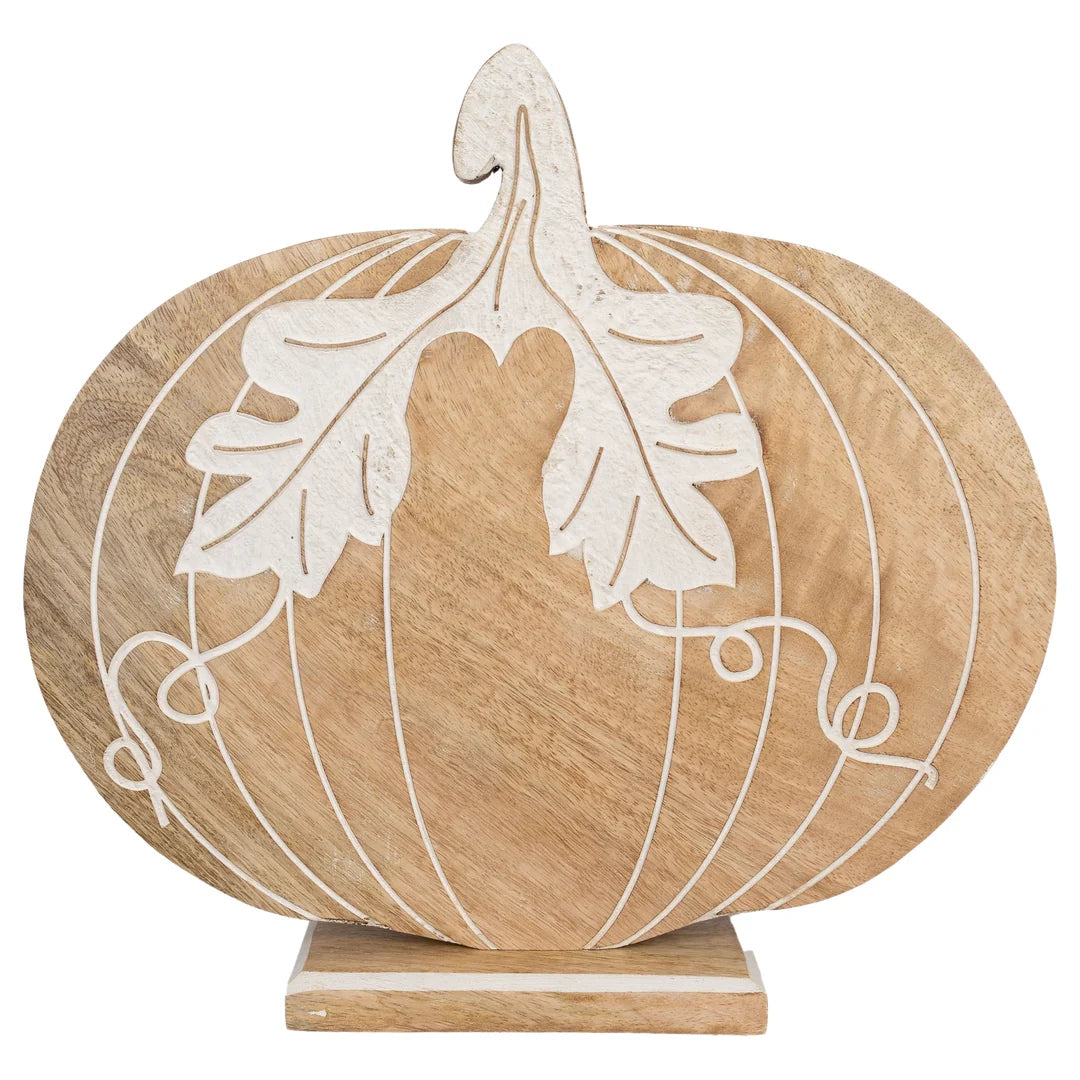 Cream Leaf Embossed Pumpkin - Large