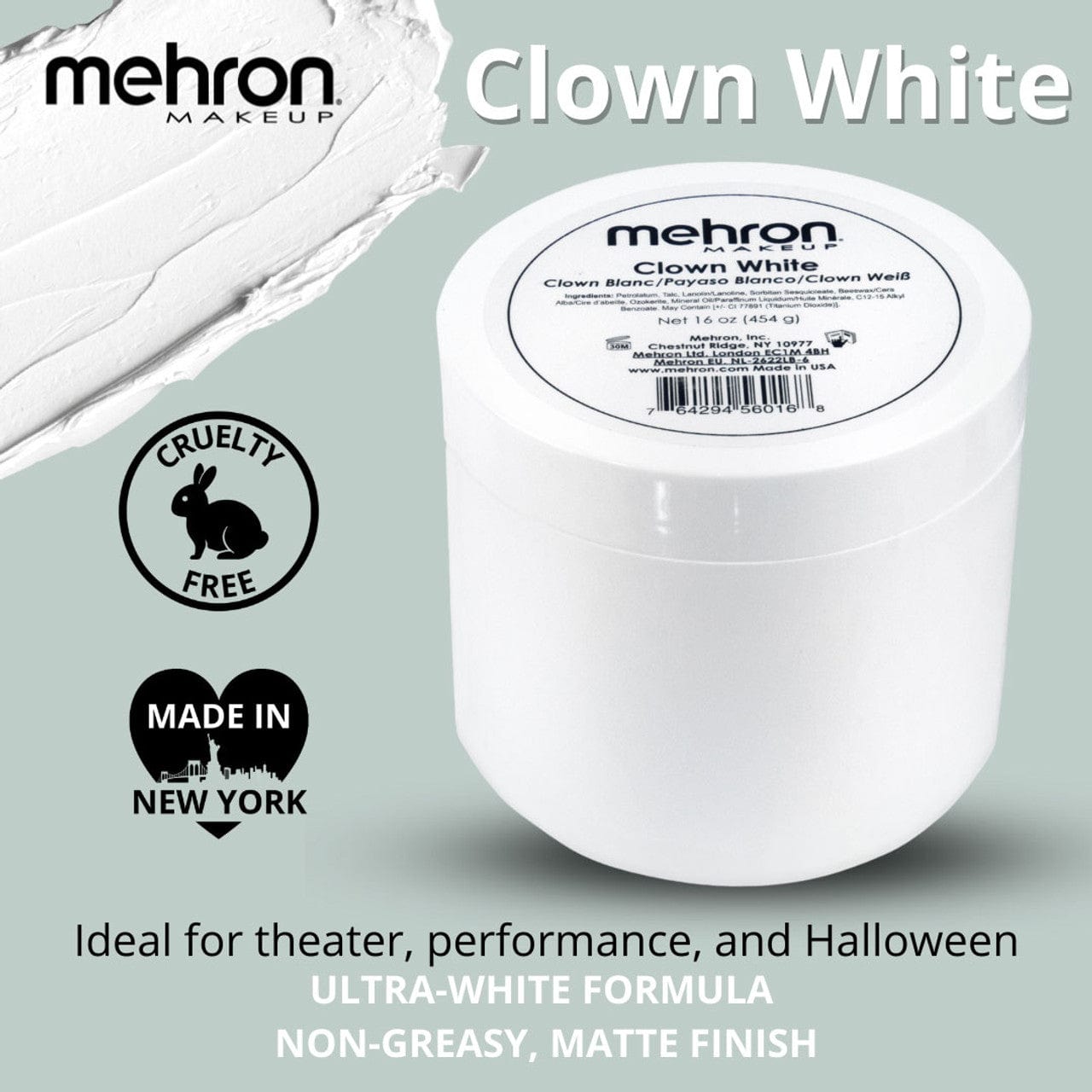 Mehron COSTUMES: MAKE-UP Clown White - Extra Large 16oz.