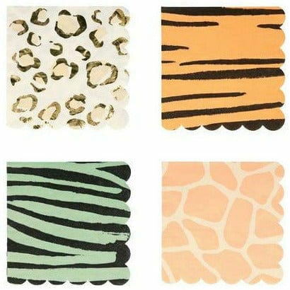 Meri Meri BOUTIQUE NAPKINS Safari Animal Print Beverage Napkins