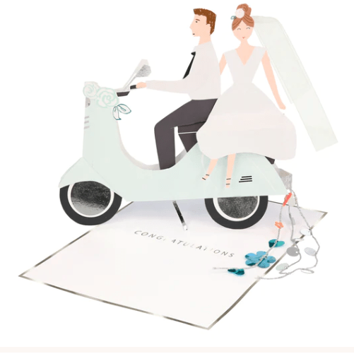 Meri Meri BOUTIQUE Scooter Couple Stand-Up Wedding Card