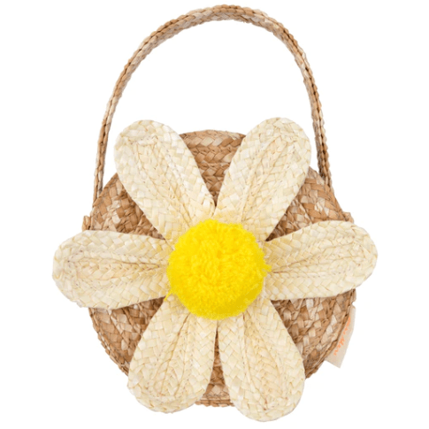 Meri Meri BOUTIQUE White Daisy Straw Bag