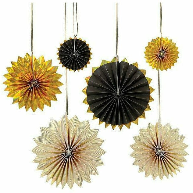 Meri Meri DECORATIONS Black & Gold Pinwheel Decorations