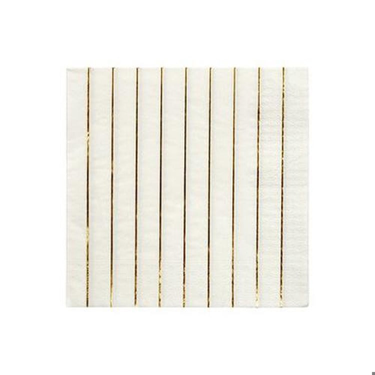 Gold Stripe Large Napkins (x 16)