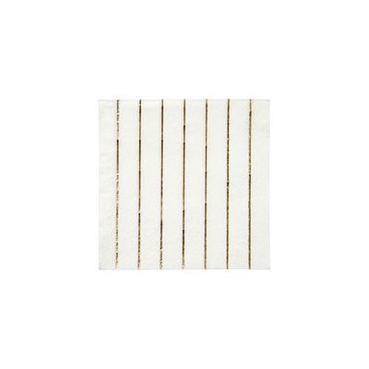 Gold Stripe Small Napkins (x 16)