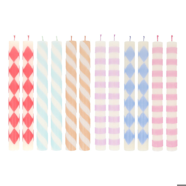 Patterned Table Candles (x 12)