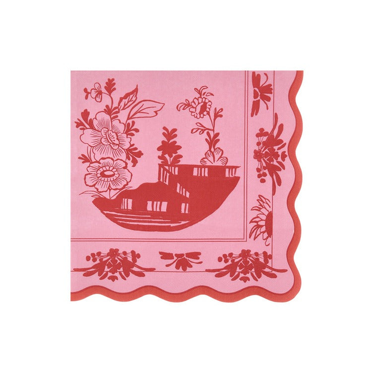 Pink Vintage Botanical Large Napkins (x 16)