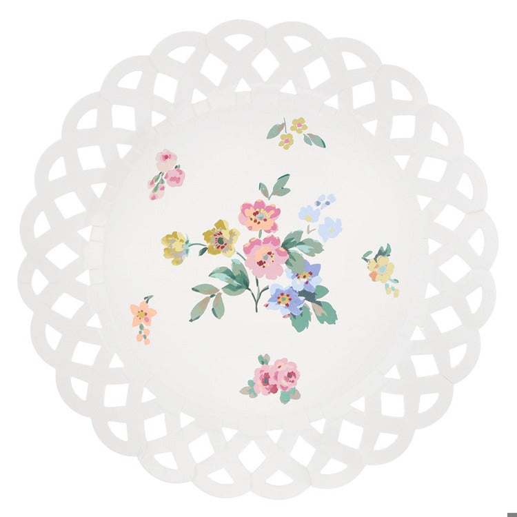 Basketweave Floral Dinner Plates (x 8)