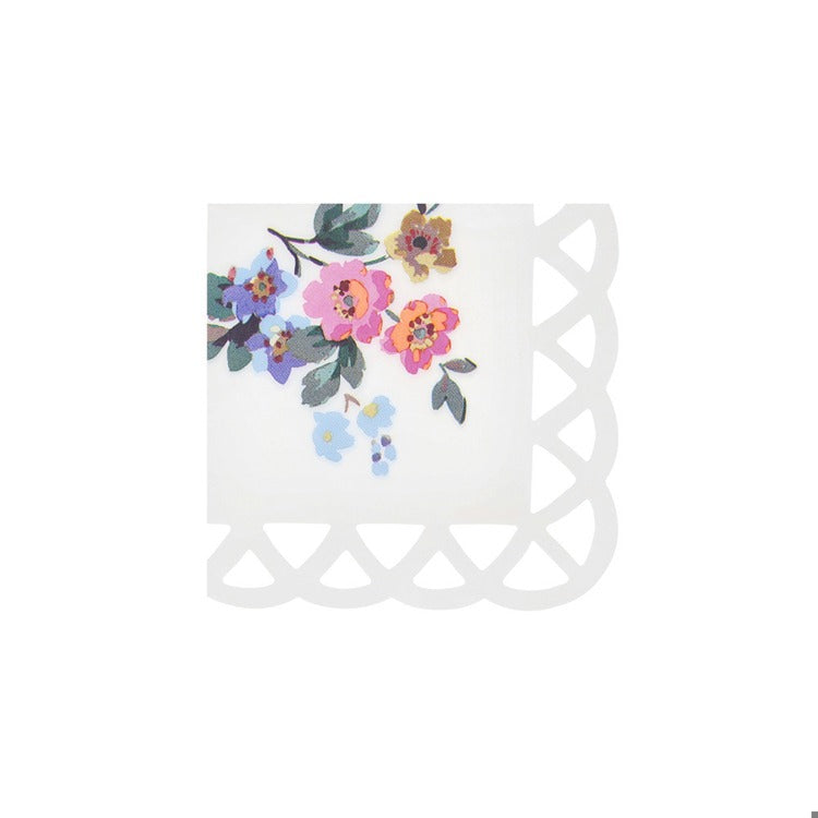 Basketweave Floral Small Napkins (x 16)