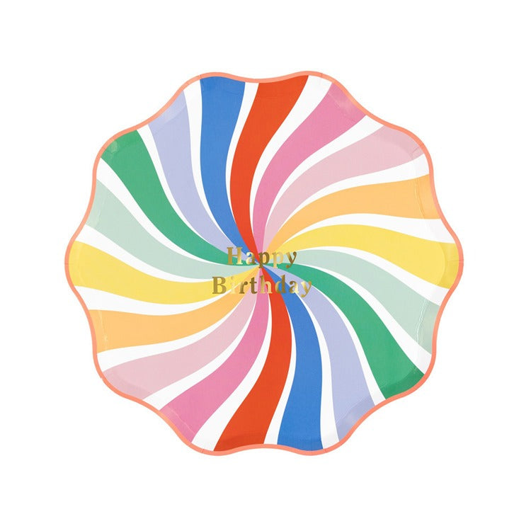 Rainbow Swirl Happy Birthday Side Plates (x 8)