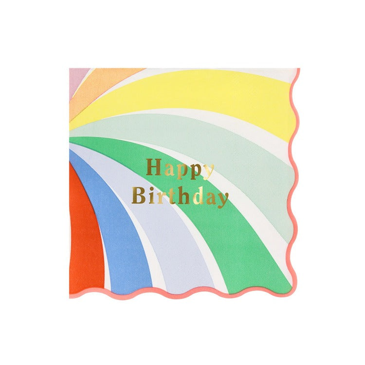 Rainbow Swirl Happy Birthday Large Napkins (x 16)