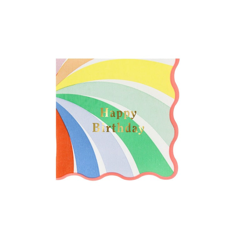 Rainbow Swirl Happy Birthday Small Napkins (x 16)