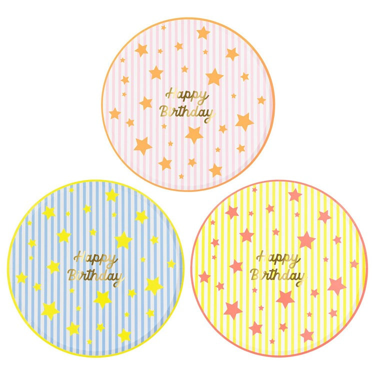 Bright Star Happy Birthday Dinner Plates (x 8)