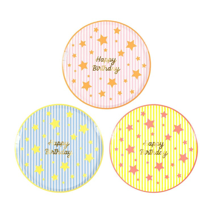 Bright Star Happy Birthday Side Plates (x 8)
