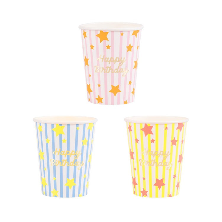 Bright Star Happy Birthday Cups (x 8)