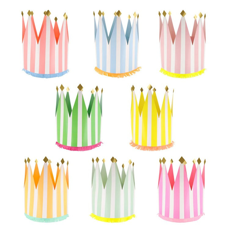 Striped Party Crowns (x 8)