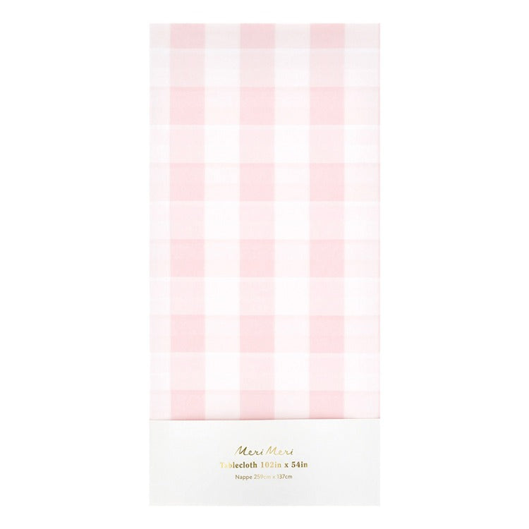 Pink Gingham Paper Tablecloth