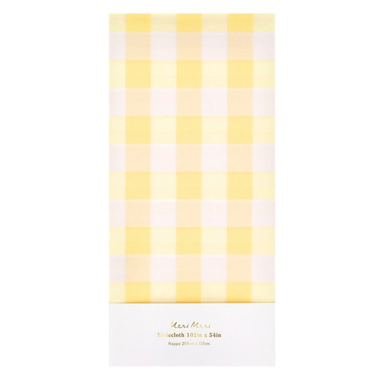 Yellow Gingham Paper Tablecloth