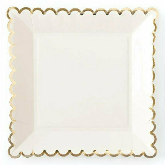 My Mind&#39;s Eye BOUTIQUE CREAM SCALLOPED 9&quot; PAPER PLATES