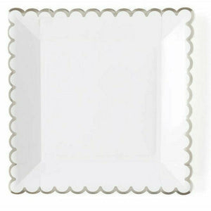 My Mind's Eye BOUTIQUE WINTER WHITE SCALLOPED 9" PAPER PLATES