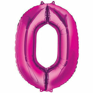 Nikki's Balloons BALLOONS 0 34" Bright Pink Number Mylar Balloon