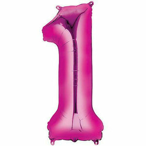 Nikki's Balloons BALLOONS 1 34" Bright Pink Number Mylar Balloon