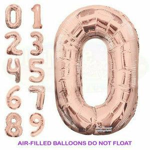Nikki's Balloons BALLOONS 14" Rose Gold Number Air-Filled Mylar Balloon