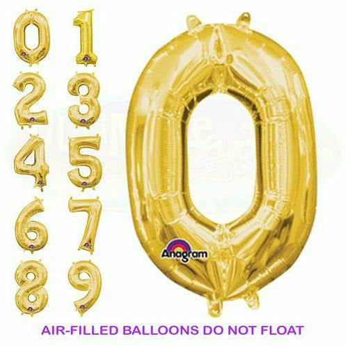 Nikki's Balloons BALLOONS 16" Gold Number Air-Filled Mylar Balloon