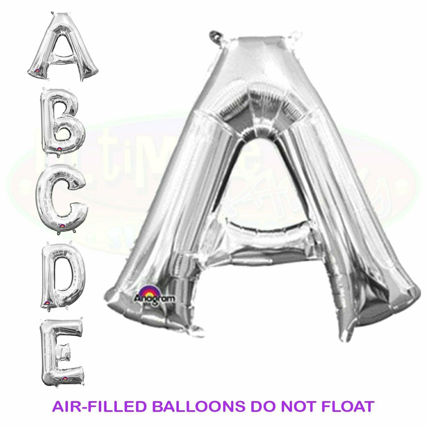 Nikki's Balloons BALLOONS 16" Silver Letter Air-Filled Mylar Balloon