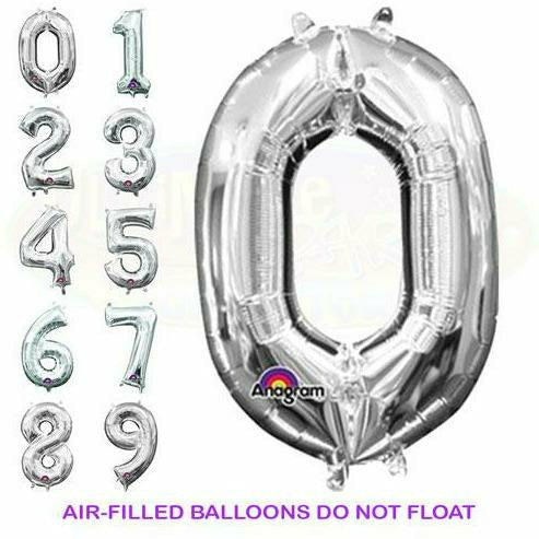Nikki's Balloons BALLOONS 16" Silver Number Air-Filled Mylar Balloon